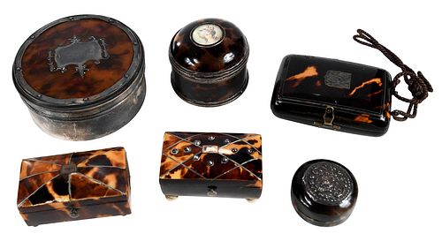 SIX TORTOISESHELL CASES WITH