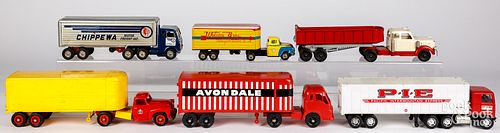 SIX TOY TRACTOR TRAILERSSix toy