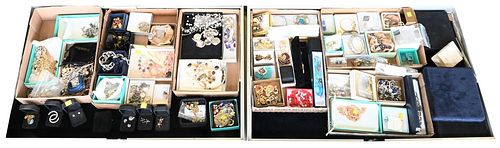 SIX TRAY LOTS OF COSTUME JEWELRY,