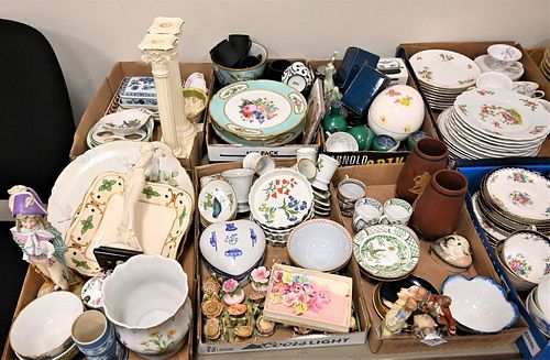 SIX TRAY LOTS OF PORCELAIN, TO