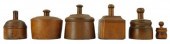 SIX TREEN (WOODEN) BUTTER STAM