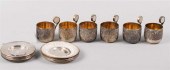 SIX TURKISH SILVER COFFEE CUPS
