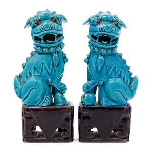 Six Turquoise Glazed Porcelain