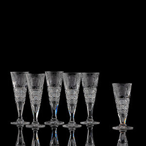 Six Tuthill "Harvard" Cut Glass
