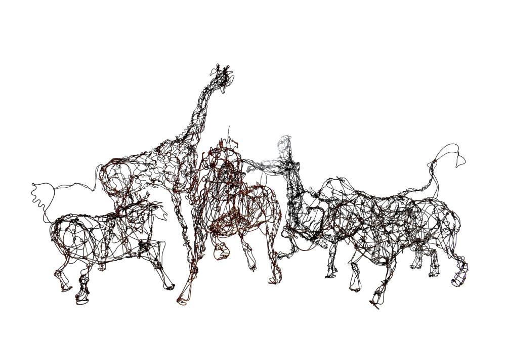 SIX TWISTED AND BENT WIRE