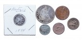 SIX US TYPE COINS 1863 Copper