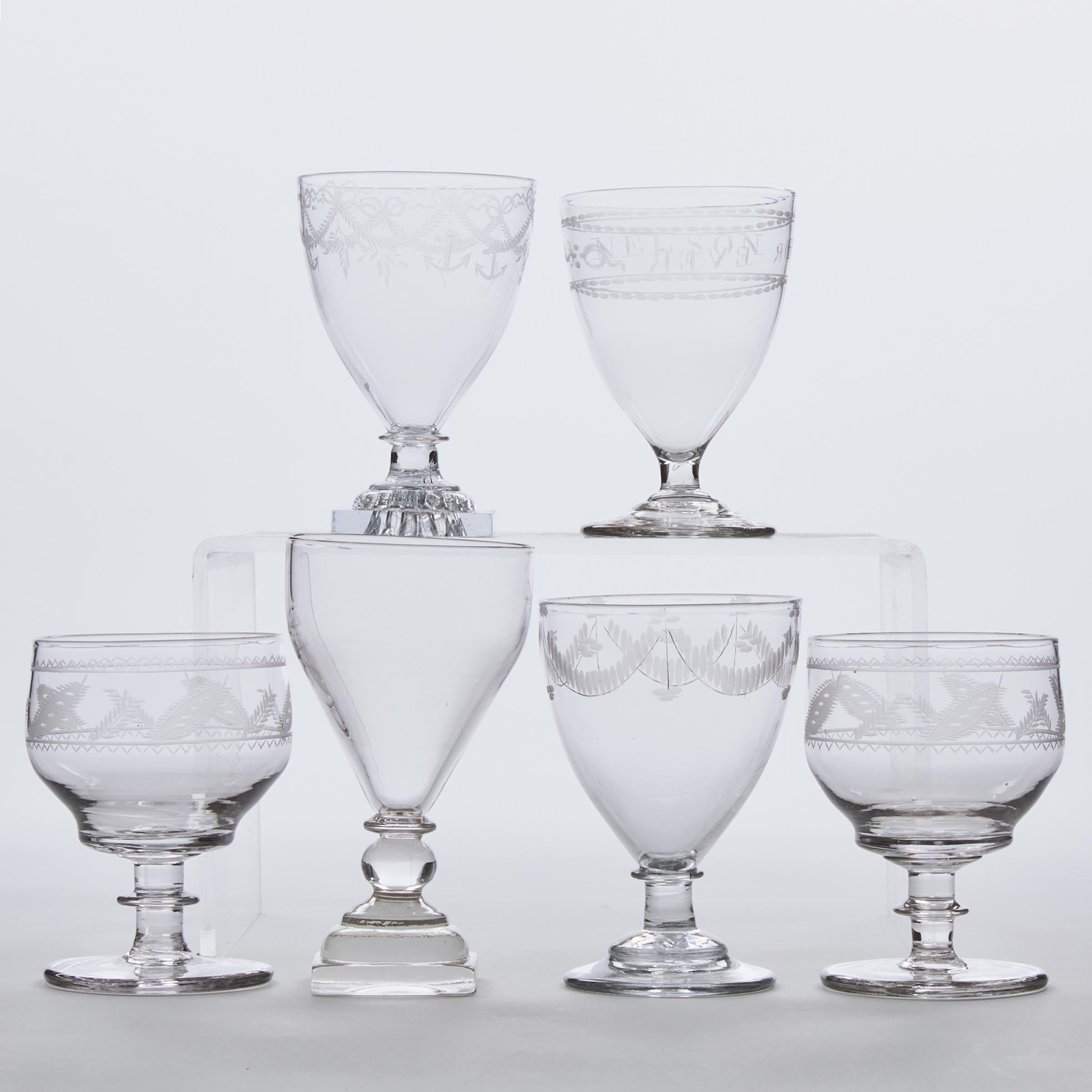 Six Various English Glass