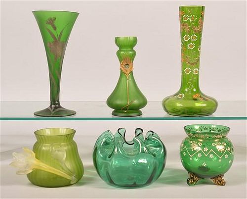 SIX VARIOUS PIECES OF GREEN