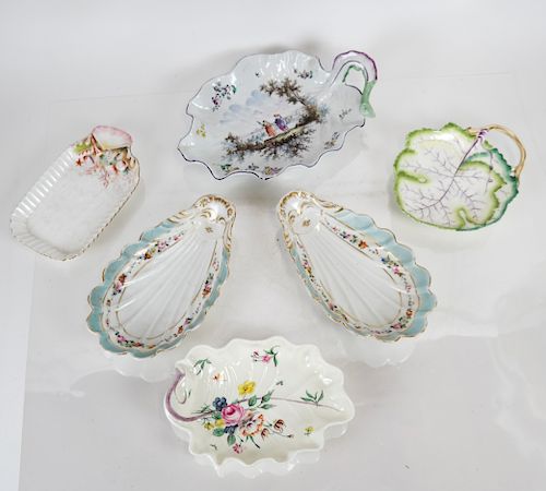 SIX VARIOUS PORCELAIN LEAF-FORM