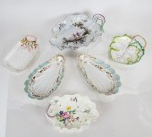 SIX VARIOUS PORCELAIN LEAF-FOR