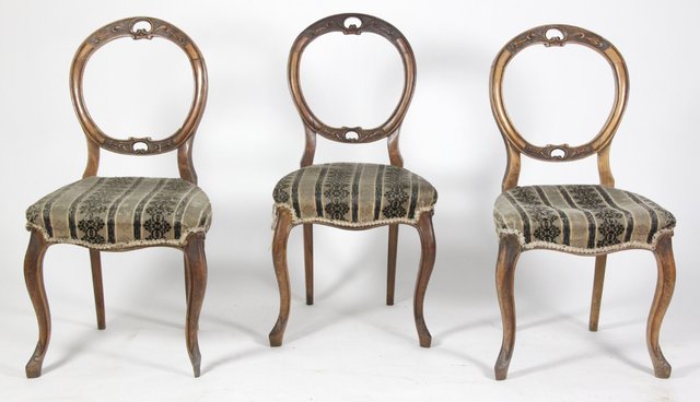 Six Victorian walnut dining