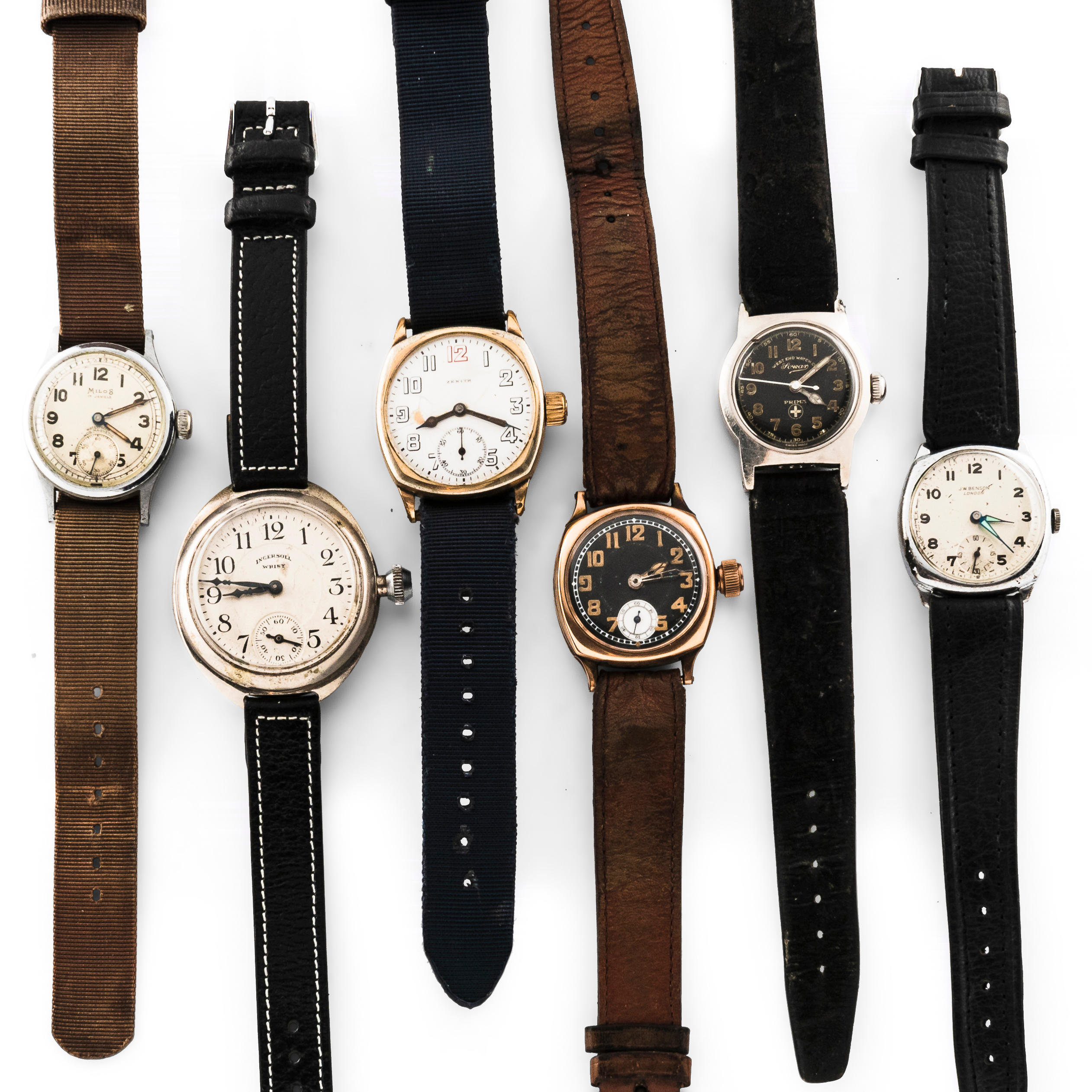 SIX VINATAGE WRISTWATCHES 39 mm
