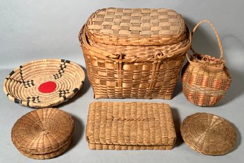 Six vintage and antique baskets
