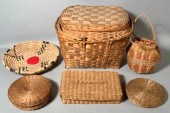 Six vintage and antique basket