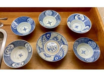 Six vintage Asian porcelain