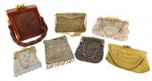 SIX VINTAGE BEADED OR METAL ME