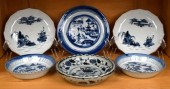 Six vintage Chinese blue and w