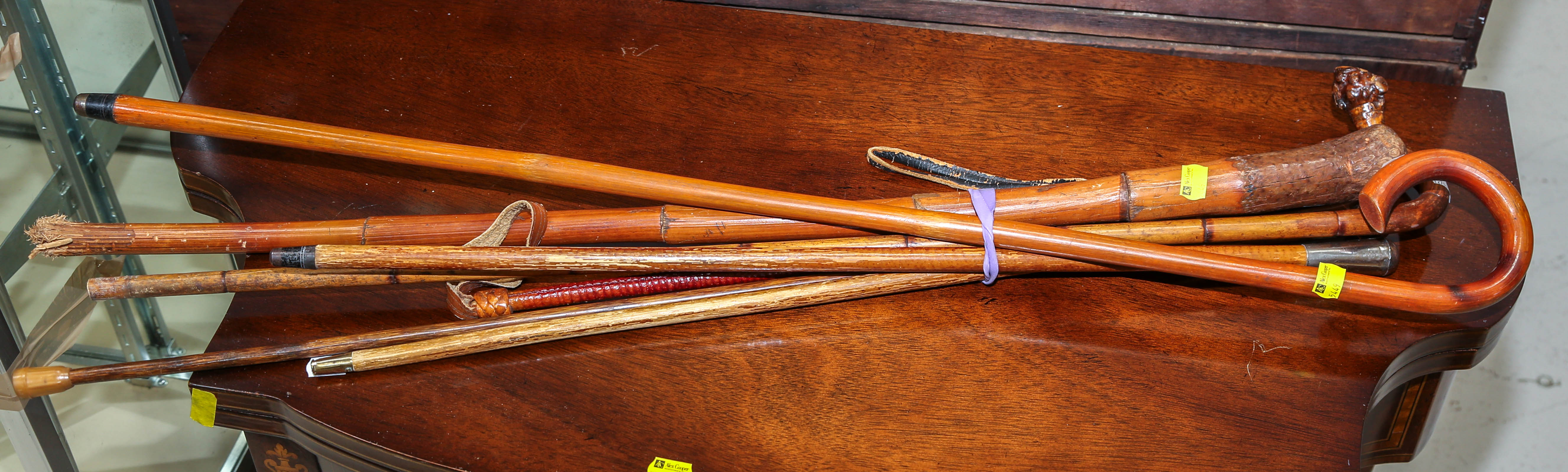 SIX WALKING STICKS & A RIDING