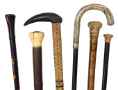 SIX WALKING STICKS, INCLUDING: