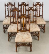SIX WALNUT FRAMED DINING CHAIR