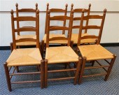 SIX WALNUT RUSH SEAT LADDER-BA