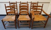 SIX WALNUT RUSH SEAT LADDER-BA