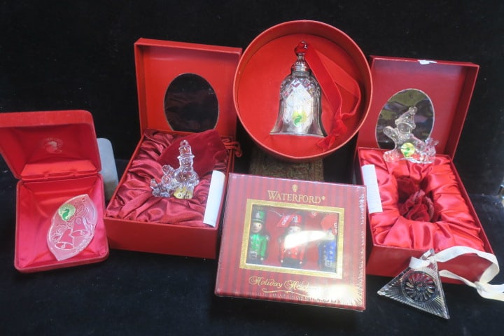 SIX WATERFORD CHRISTMAS ORNAMENT IN