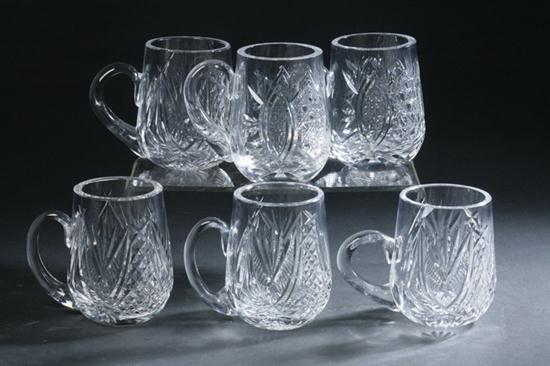 SIX WATERFORD CRYSTAL MUGS. - 4 1/2