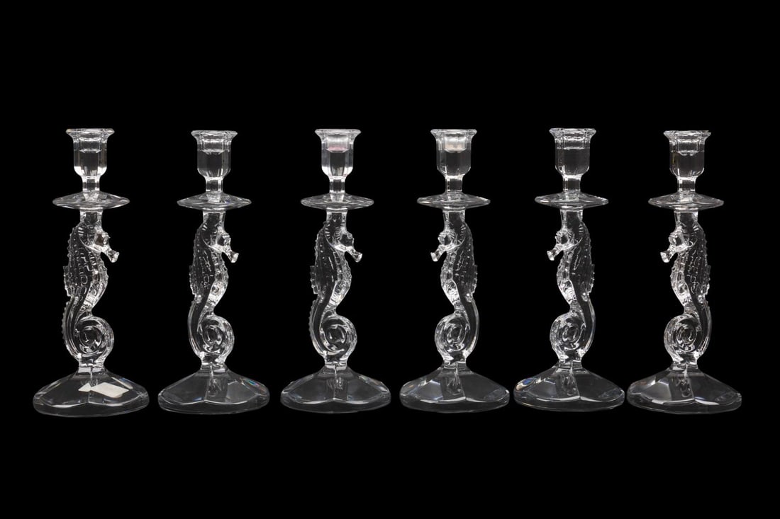 SIX WATERFORD CRYSTAL 'SEAHORSE'