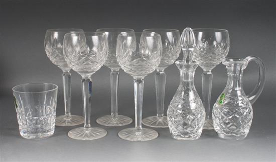 Six Waterford crystal wine stems