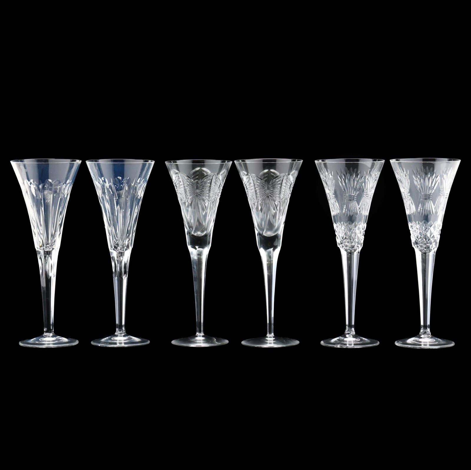 SIX WATERFORD,  MILLENNIUM  CRYSTAL