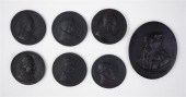 SIX WEDGWOOD BLACK BASALT CIRC