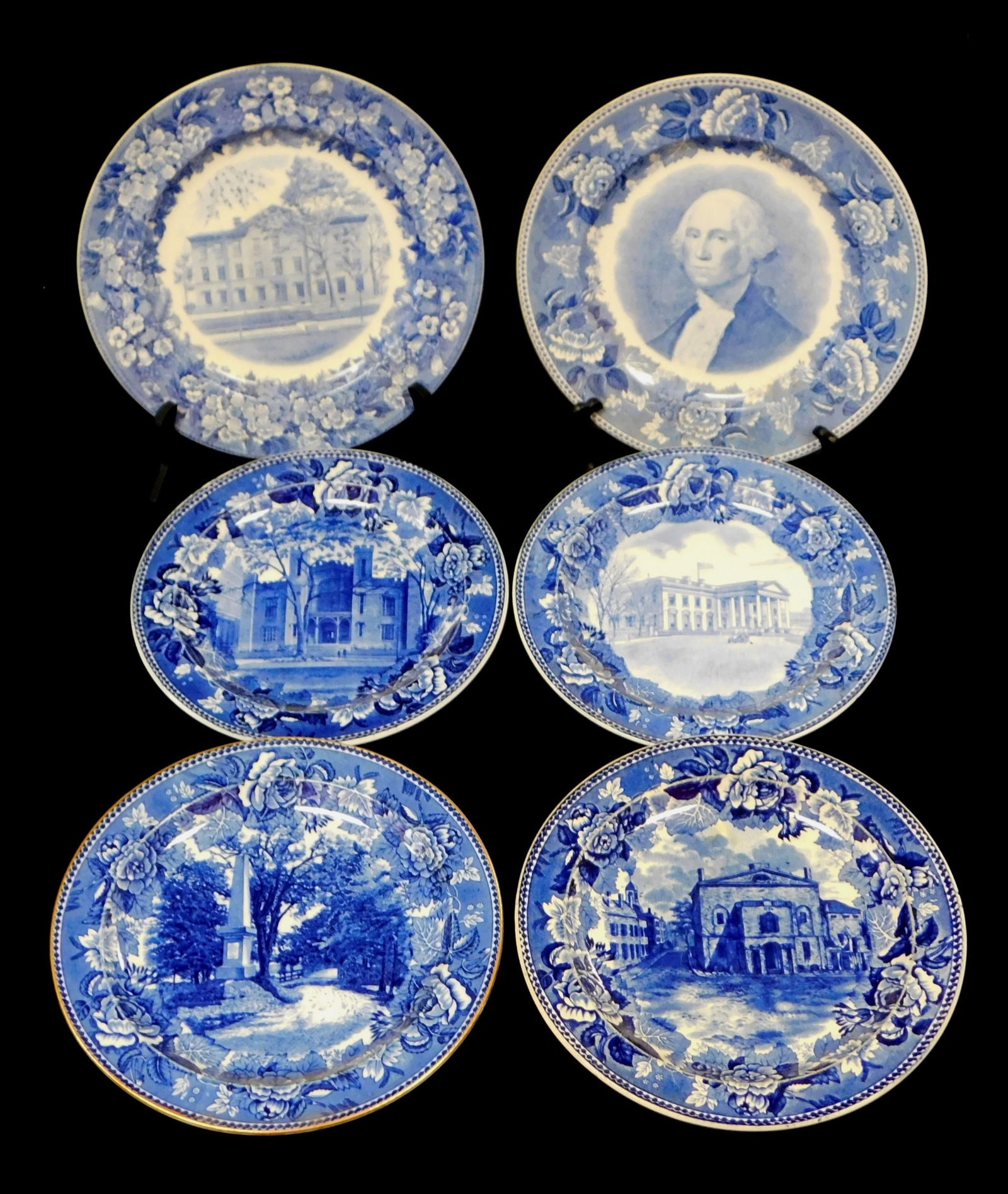 SIX WEDGWOOD BLUE TRANSFERWARE
