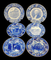 SIX WEDGWOOD BLUE TRANSFERWARE