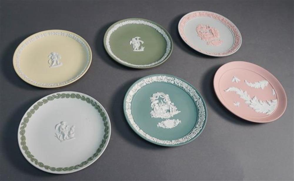 SIX WEDGWOOD JASPERWARE PLATES,