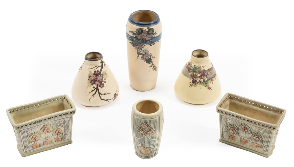 SIX WELLER POLYCHROME POTTERY