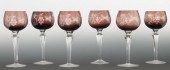 Six Wheel Cut Wine Goblets by