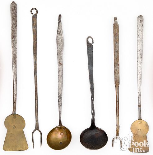 SIX WHITESMITH DIMINUTIVE UTENSILS,