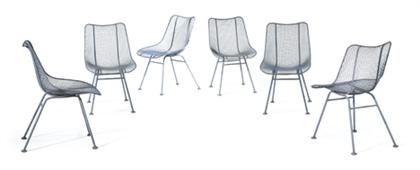 Six wirework outdoor dining chairs