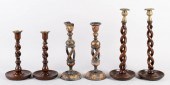 SIX WOOD TURNED SPIRAL CANDLES