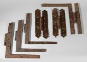 Six wrought iron hinges: four
