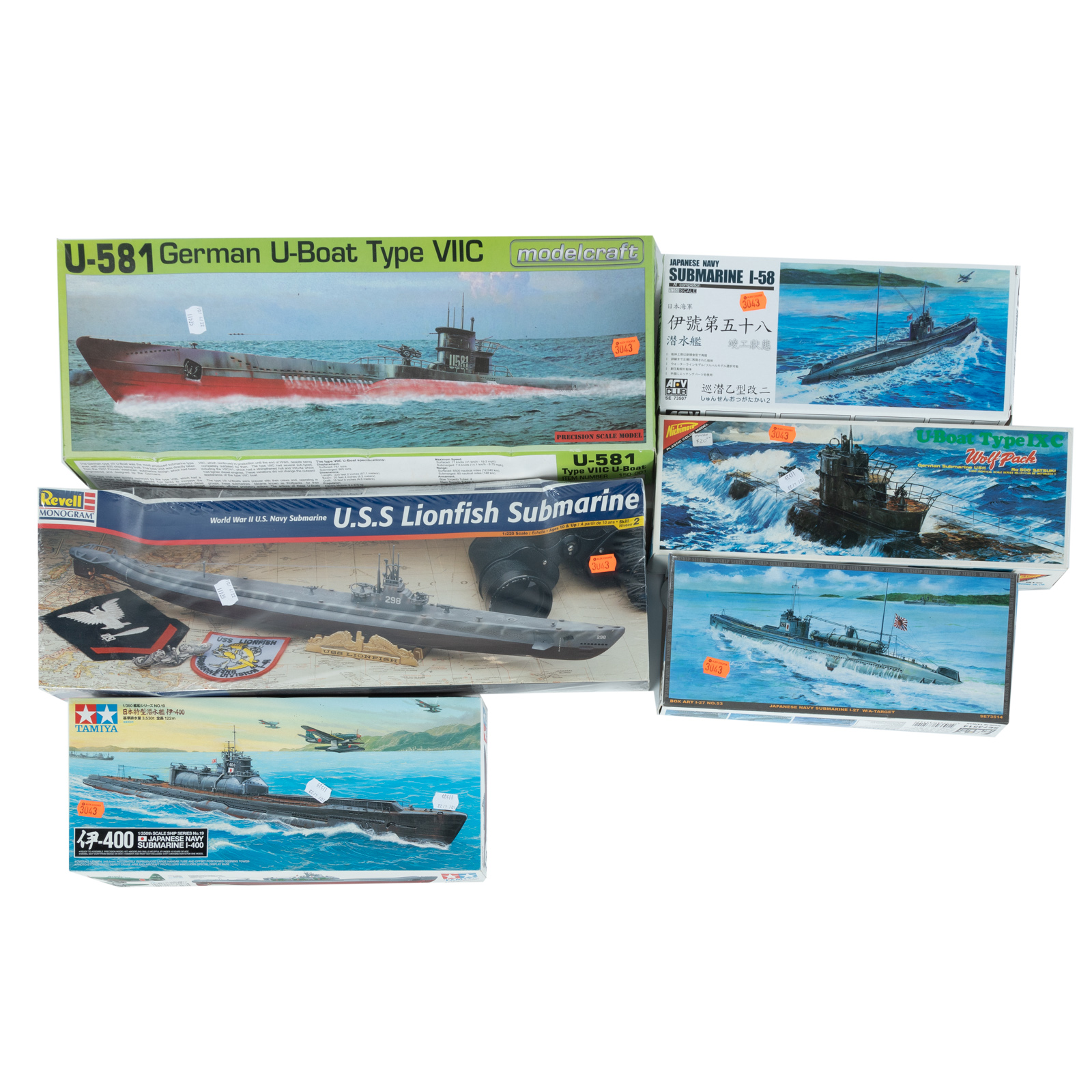 SIX WWII SUBMARINE MODEL KITS All