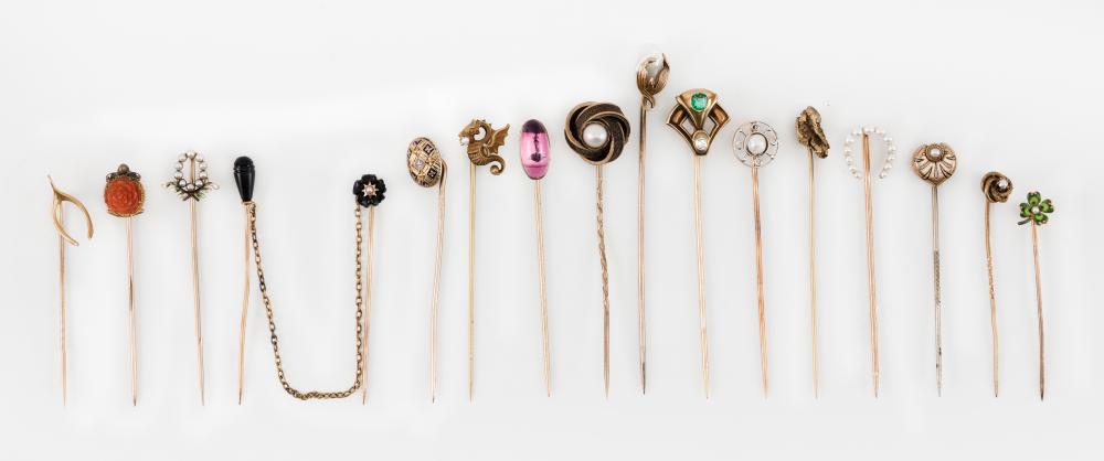 SIXTEEN ANTIQUE STICK PINSSIXTEEN