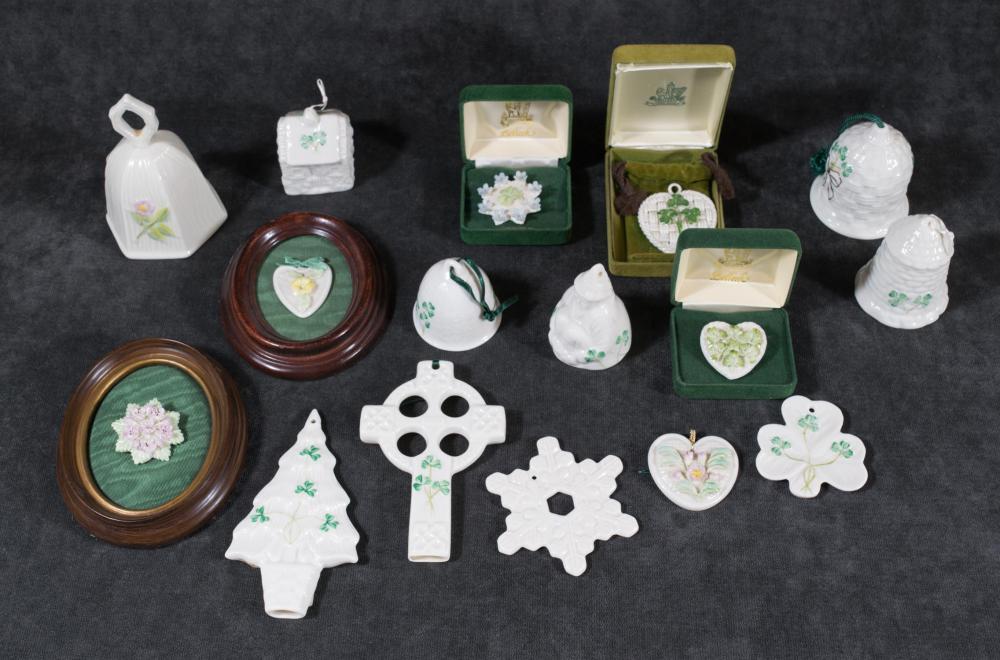 SIXTEEN BELLEEK PORCELAIN ITEMS: