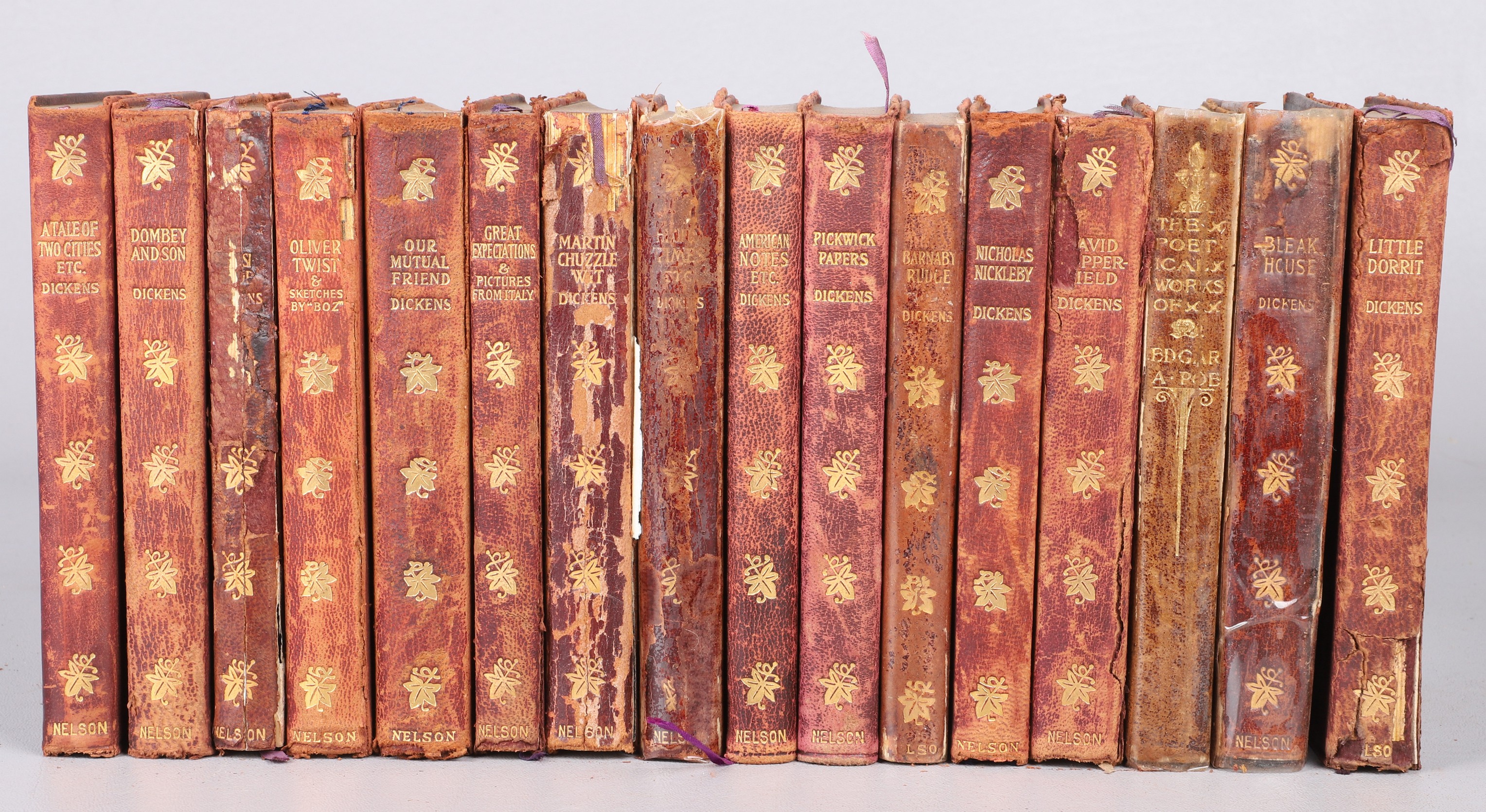 Sixteen books bound in soft leather