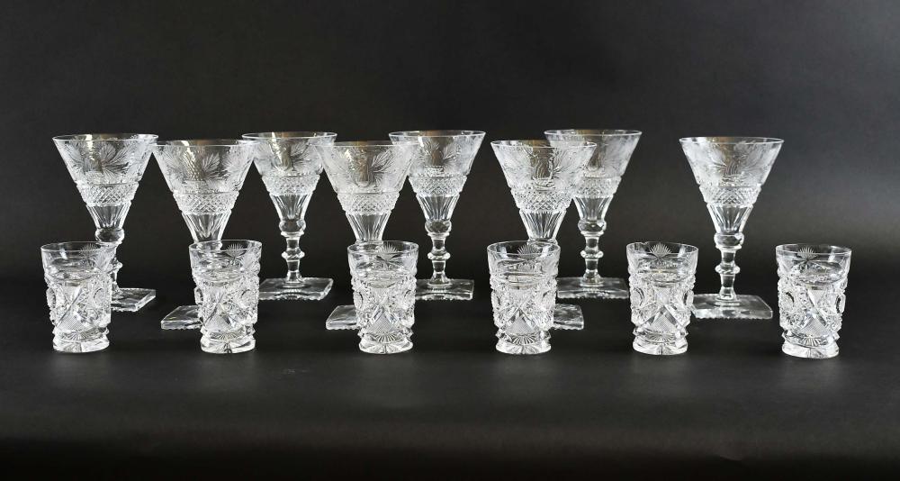 SIXTEEN ENGLISH CUT-GLASS DRINKS