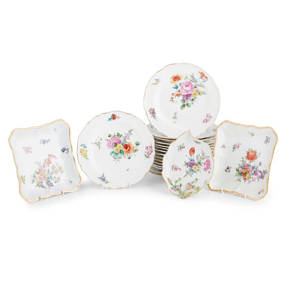 SIXTEEN MEISSEN FLOWER PAINTED