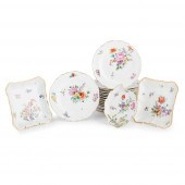 SIXTEEN MEISSEN FLOWER PAINTED