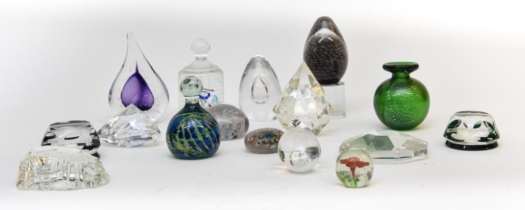 Sixteen paperweights, etc.