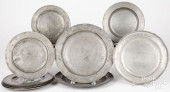 SIXTEEN PEWTER PLATES AND BOWL